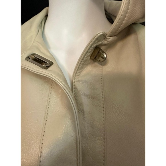 Arthur Norgard Birch Creek Vintage Leather Trench Coat Womens Beige Long - Picture 3 of 10